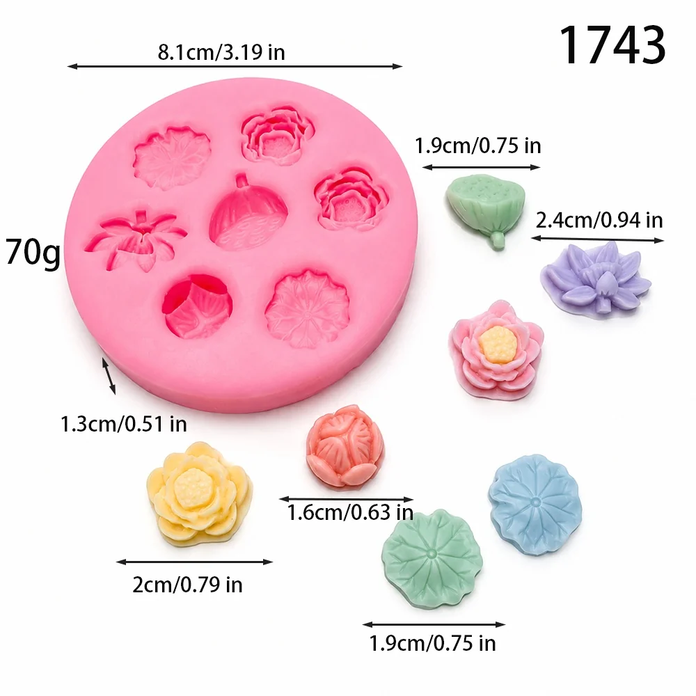 3D Mini Lotus Silicone Mold | 1743 | BK Silicone