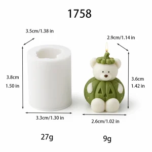 Pumpkin Bear Silicone Mold for Wax, Soap and Resin Casting 1758