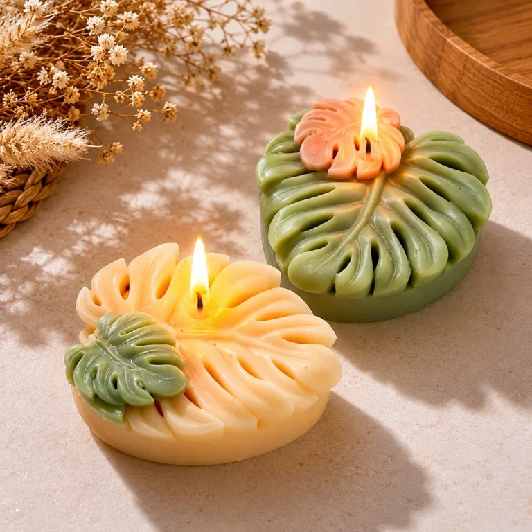 3D Double Monstera Leaf Flower Silicone Candle Mold | Atacado B2B OEM | SKU 1759