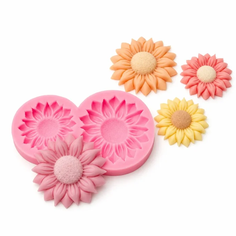 2-Cavity Double Connected Sunflower Flower Silicone Mold for Candle Making | Atacado B2B OEM | SKU 1786