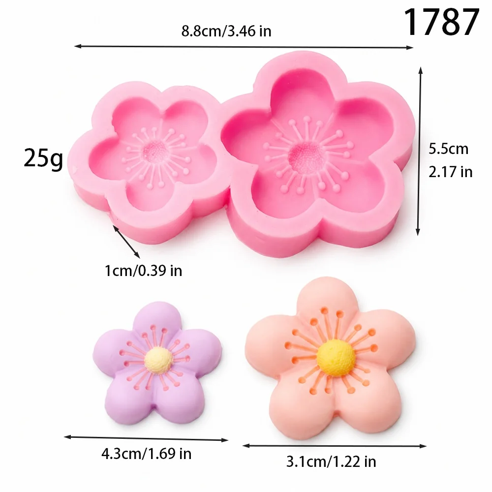 Double Cavity Plum Blossom Flower Silicone Mold for Candle Making 1787