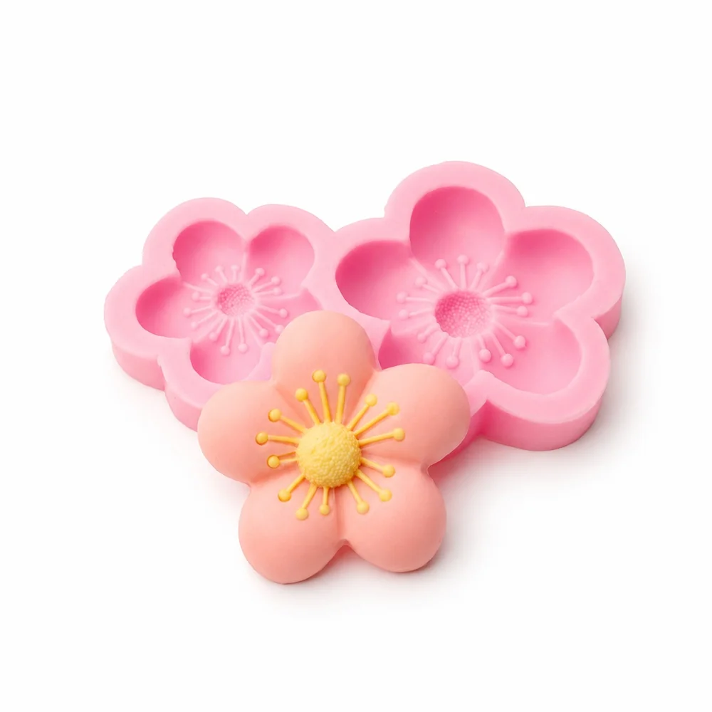 Double Cavity Plum Blossom Flower Silicone Mold for Candle Making 1787 - Image 3