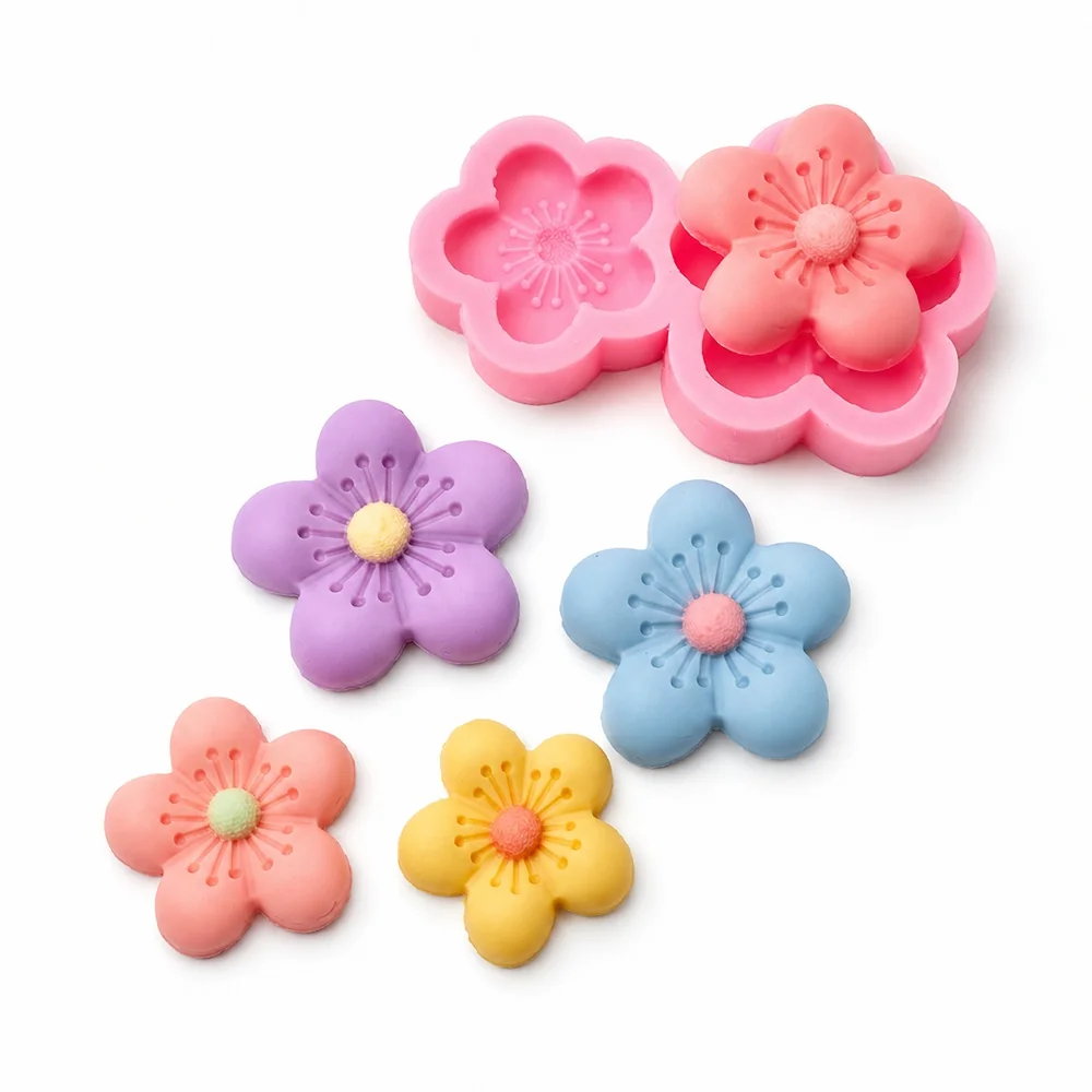 Double Cavity Plum Blossom Flower Silicone Mold for Candle Making 1787 - Image 4