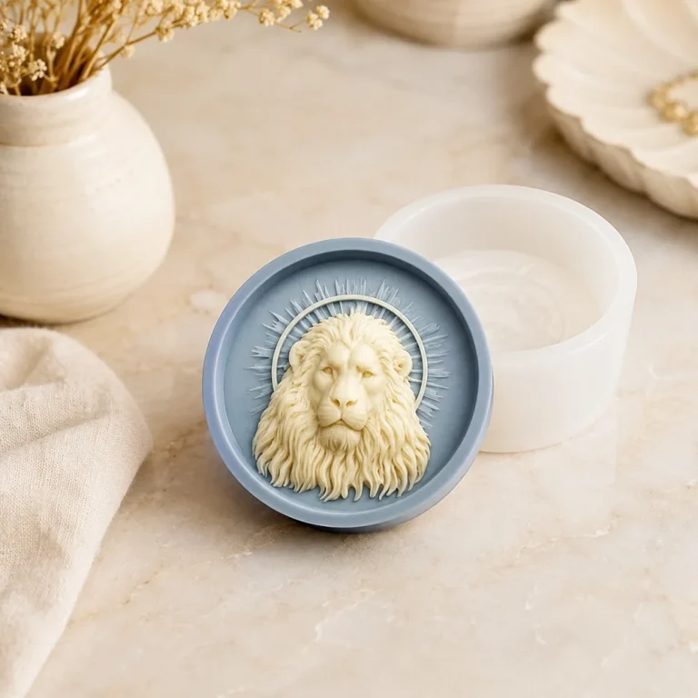Silicone Candle Mold with Lion Head Relief Design 1809