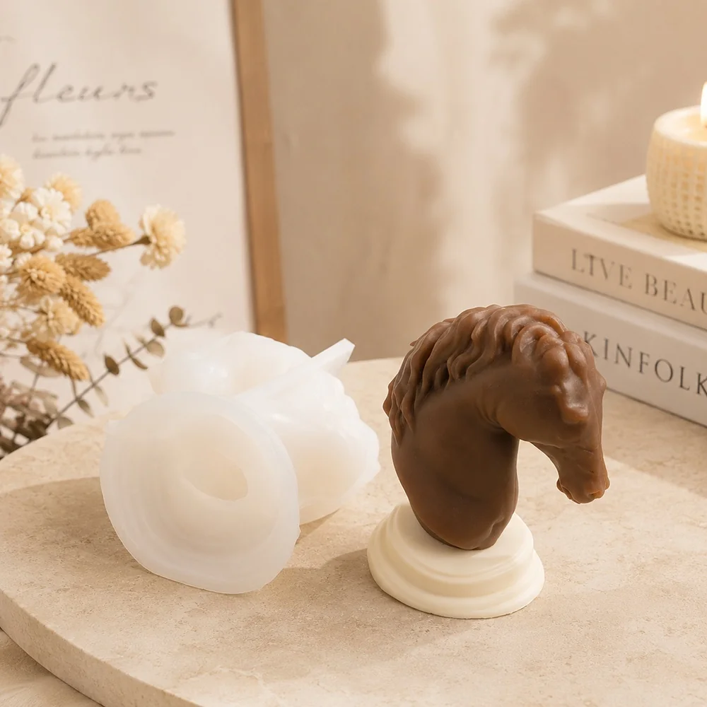 Horse Head Silicone Mold for DIY Candle Making 8217 finished casting from the silicone mold