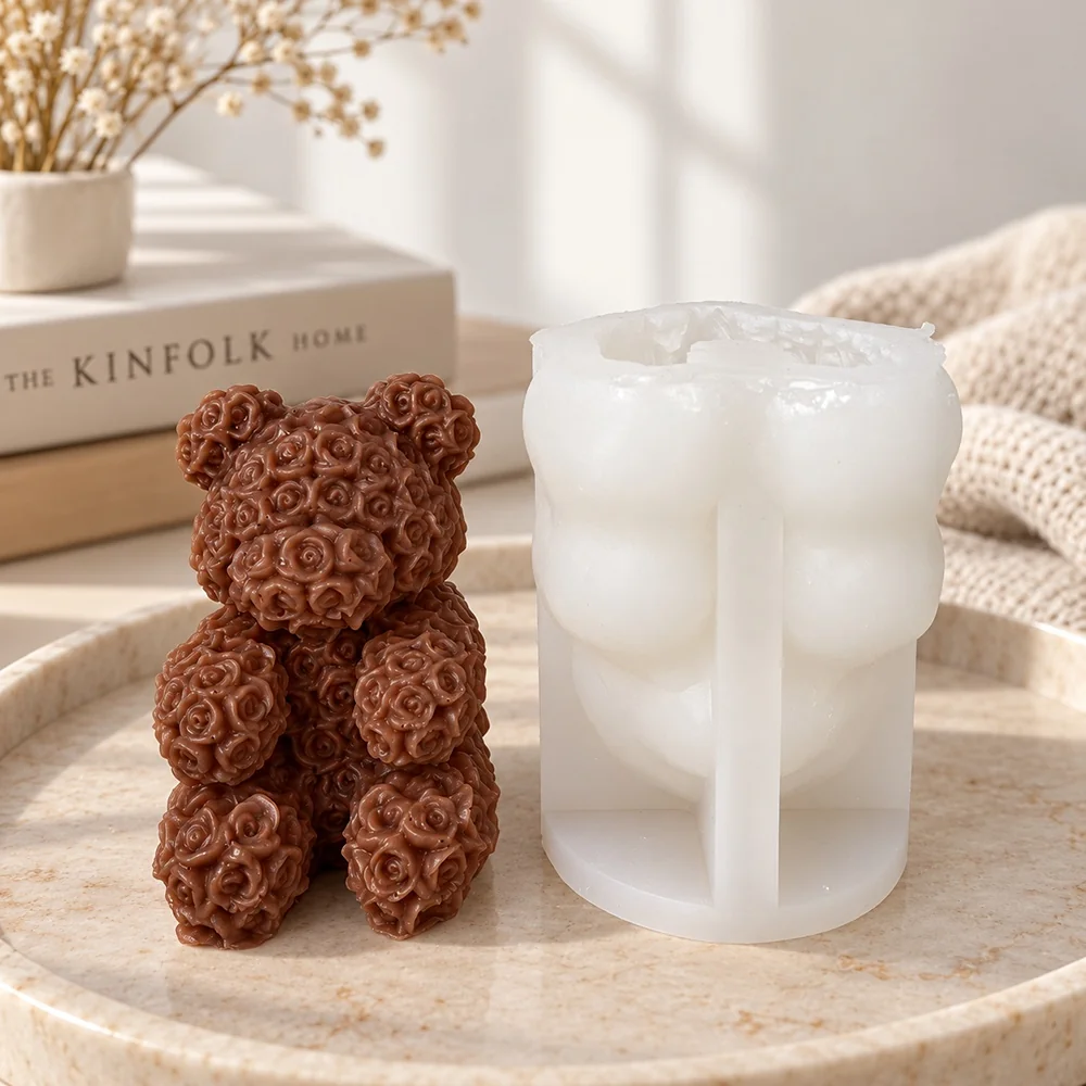 3D Rose Bear Silicone Mold | 8351 | BK Silicone - Image 3