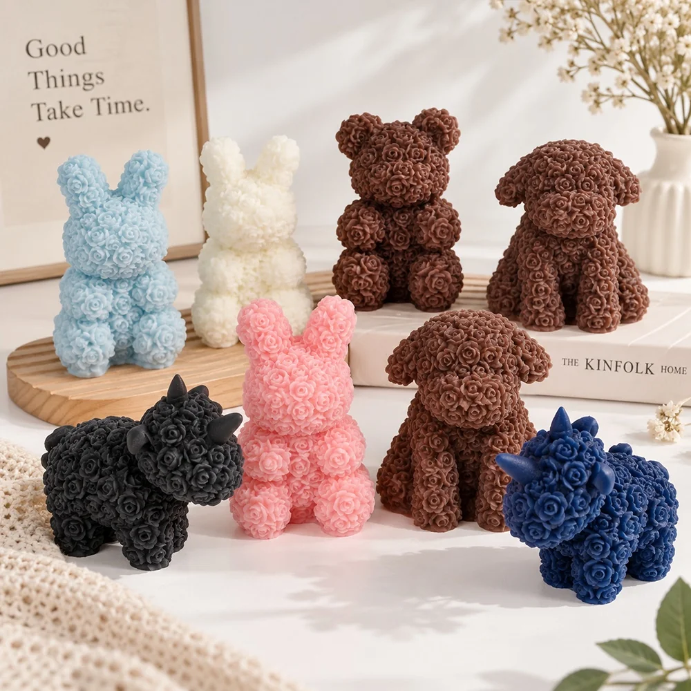 3D Rose Bear Silicone Mold | 8351 | BK Silicone - Image 4