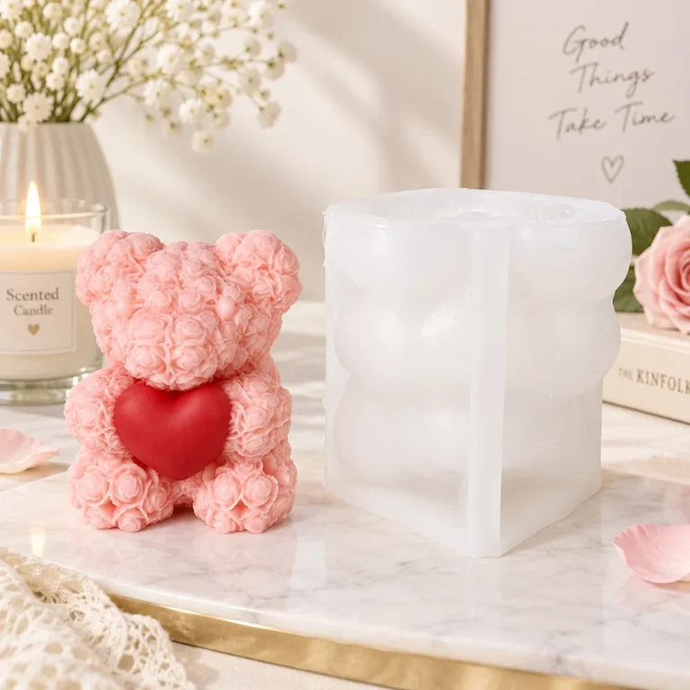 Rose Bear Flower Silicone Candle Mold | 8363 | BK Silicone