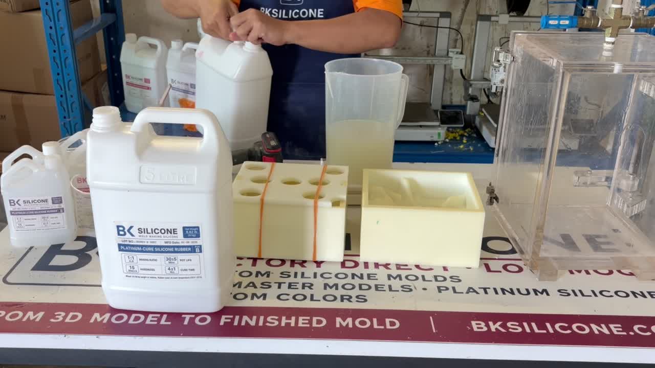 Mixing Silicone in a BKSILICONE custom silicone mold project